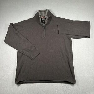 The North Face Sweater Mens Large Gray Cotton Wool 1/4 Zip Mock Neck Pullover